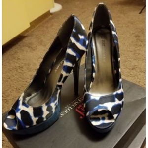 New In Box Blue, Black & Off White High Heels